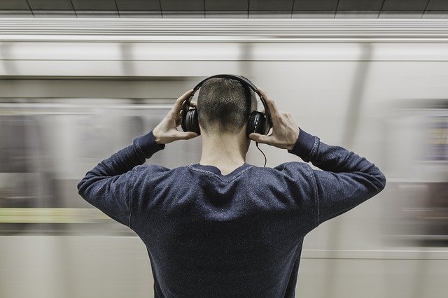man listening to music