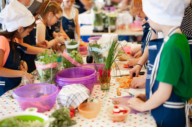 children cooking healthy food school lunch